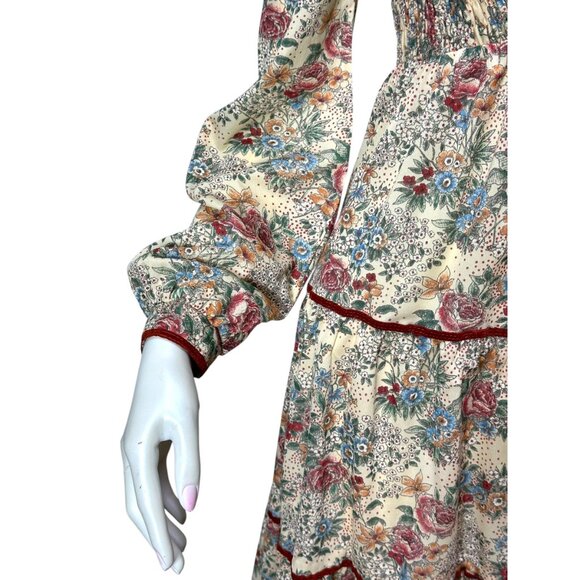 1970s boho dress with tiered skirt and shirred bodice by Jody T of California Si - Picture 7 of 9